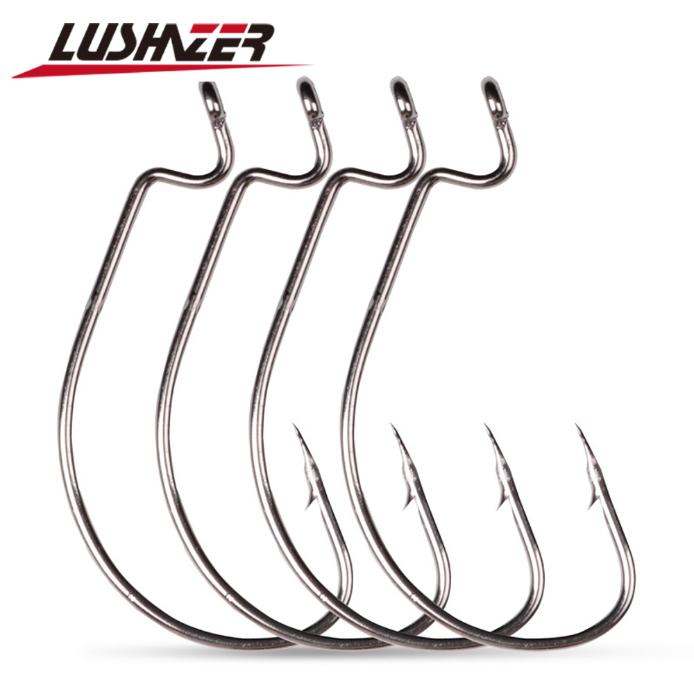 Fishing Hook Offset - LUSHAZER 10pcs/lot Carbon Steel Fishing Hooks